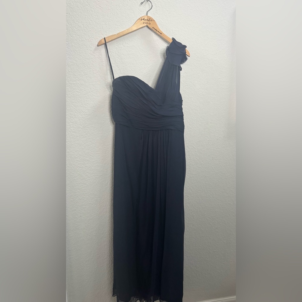 Amsale Ruched Blue One Shoulder Cocktail Dress